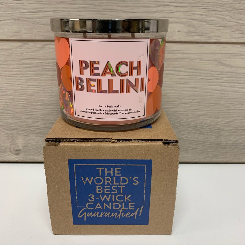 Bath And Body Works Peach Bellini 3 wick Candle